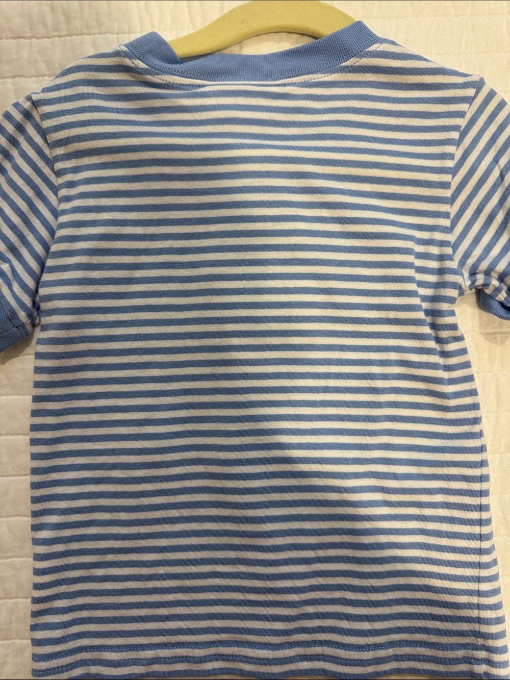 Little English Light Blue & White Stripe Tee with Red Apple Appliqué - Picture 4 of 4